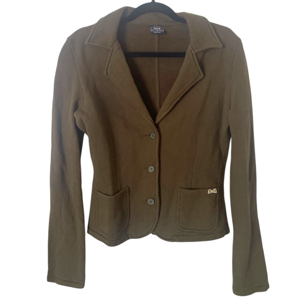 Vintage Le Tigre Olive Green Cotton Jersey Blazer L‎